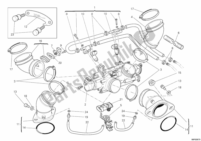 Todas as partes de Corpo Do Acelerador do Ducati Monster 696 ABS 2011